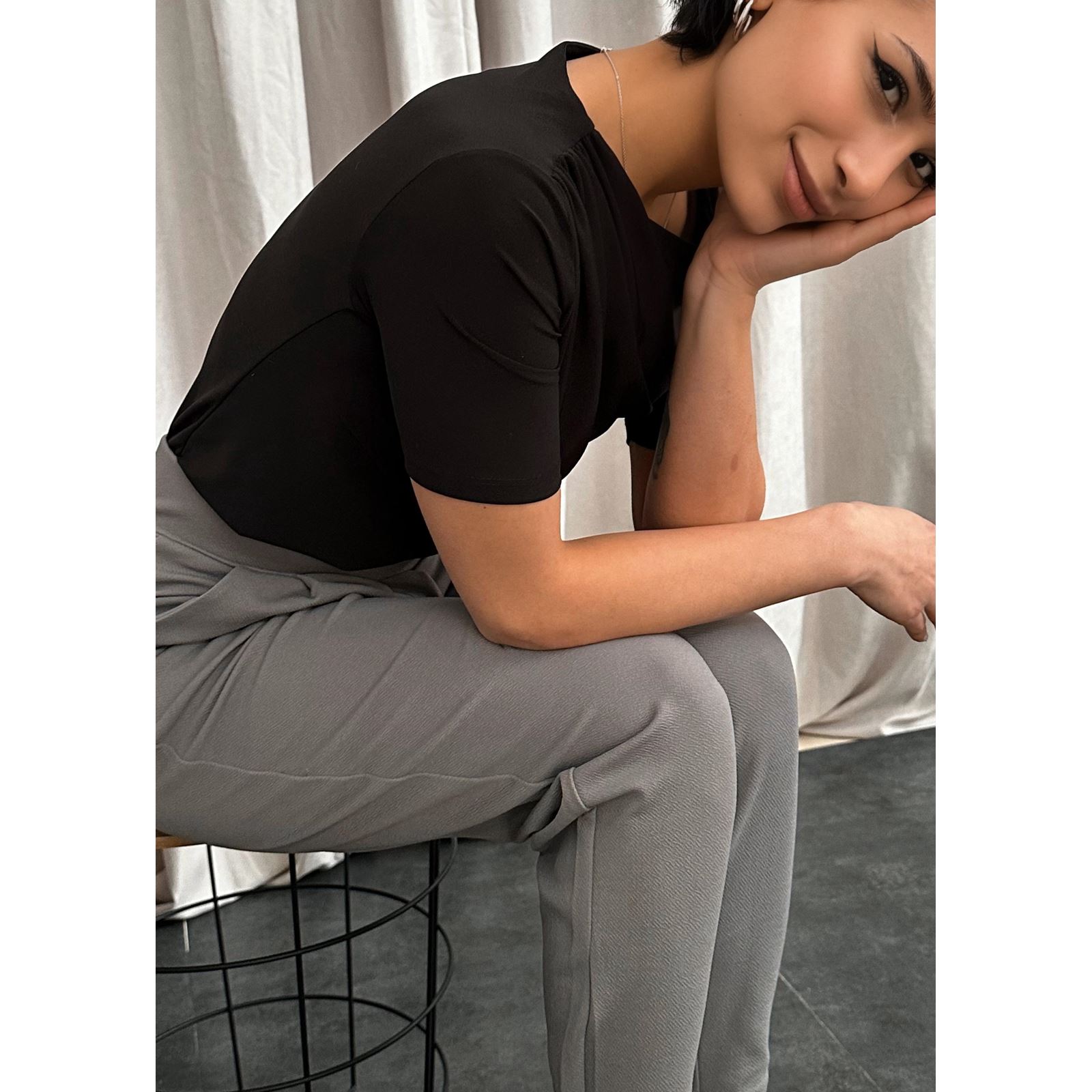 Siyah Sandy Yarım Kol Bluz