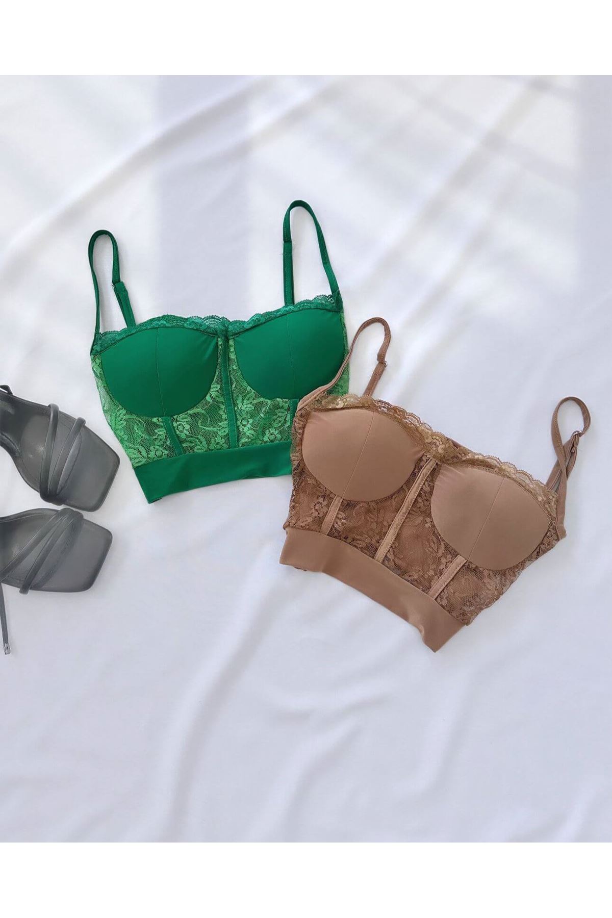 Kahverengi Desenli Büstiyer