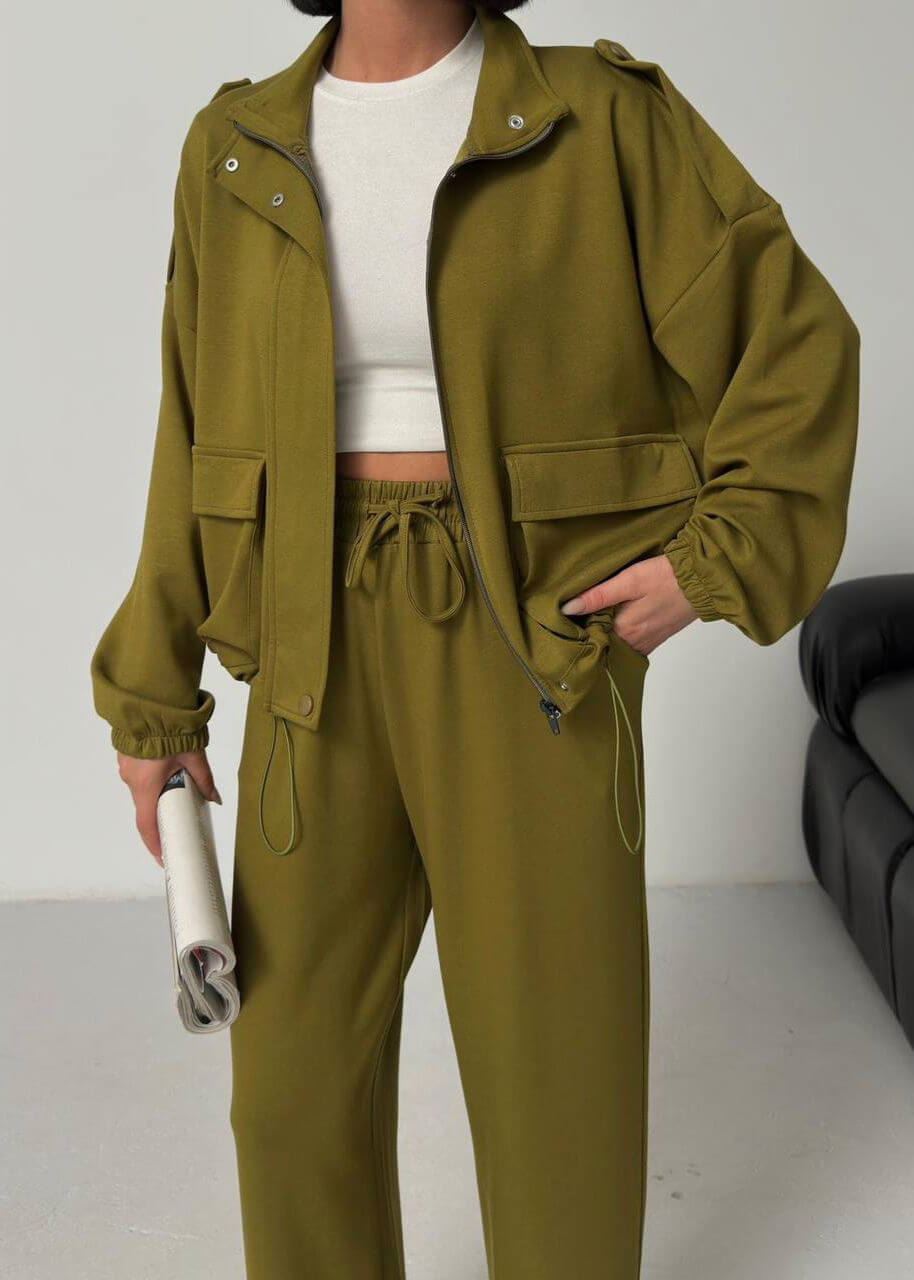 Yağ Yeşili Cep Detay Oys Ceket Takım