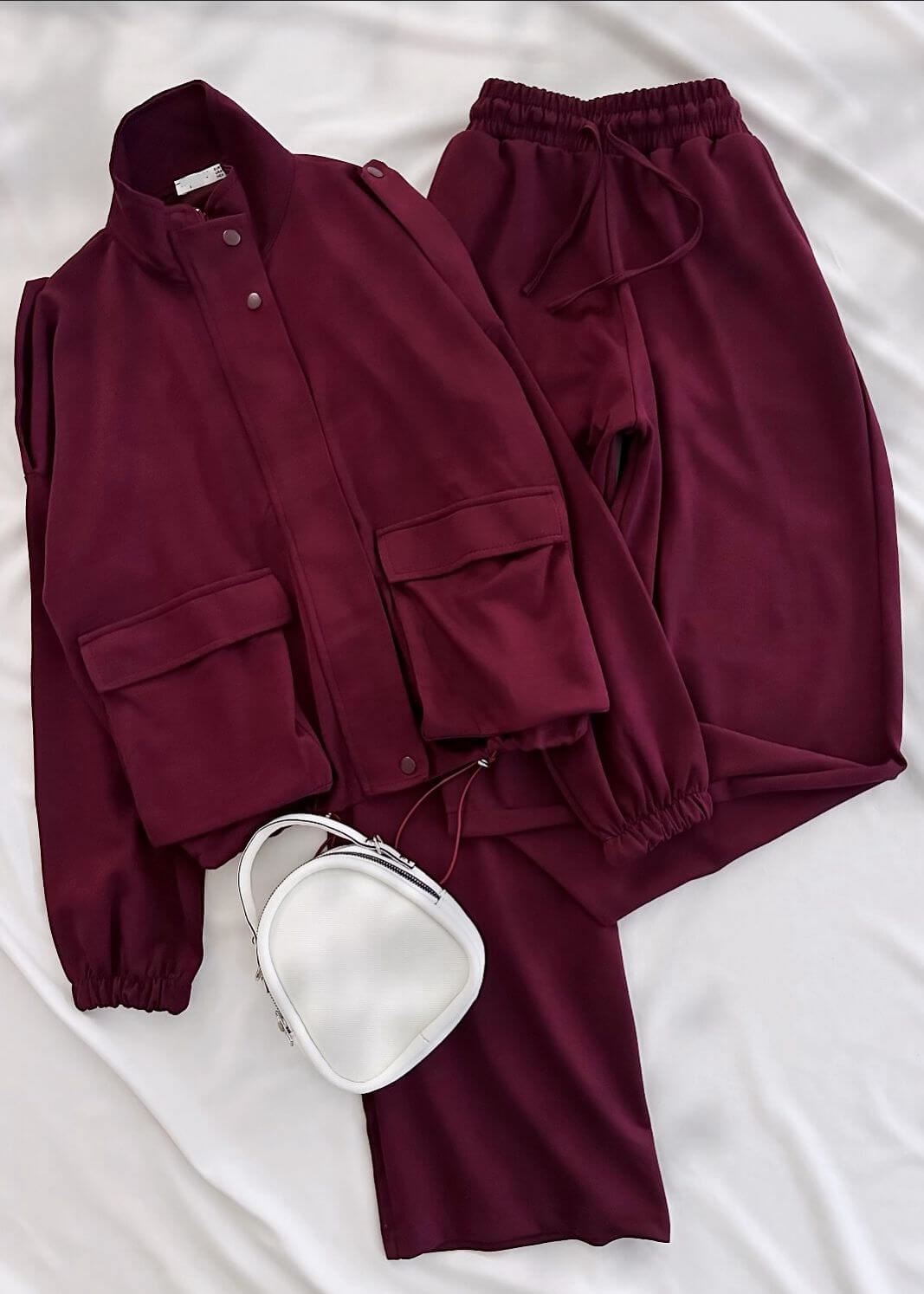 Bordo Cep Detay Oys Ceket Takım