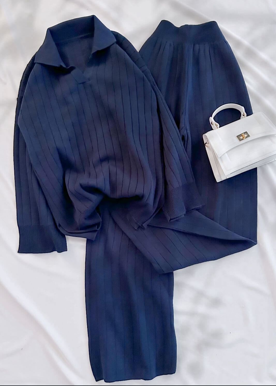 Lacivert Polo Yaka Uzun Triko Takım