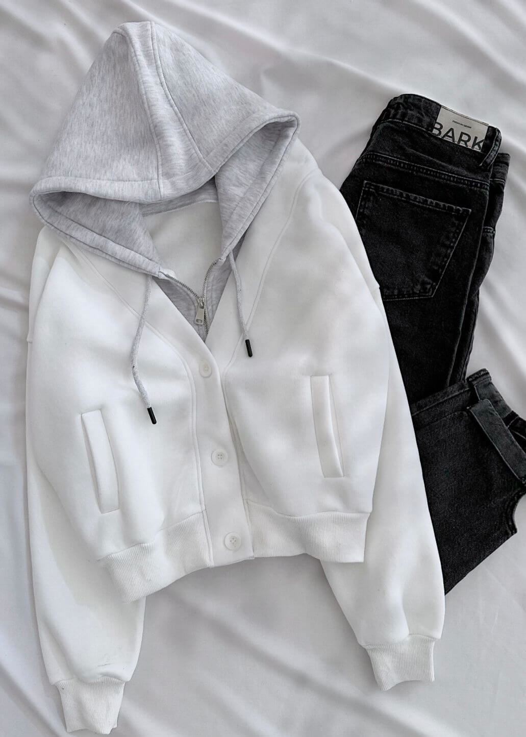 Beyaz Mlnj  3 İplik Ceket