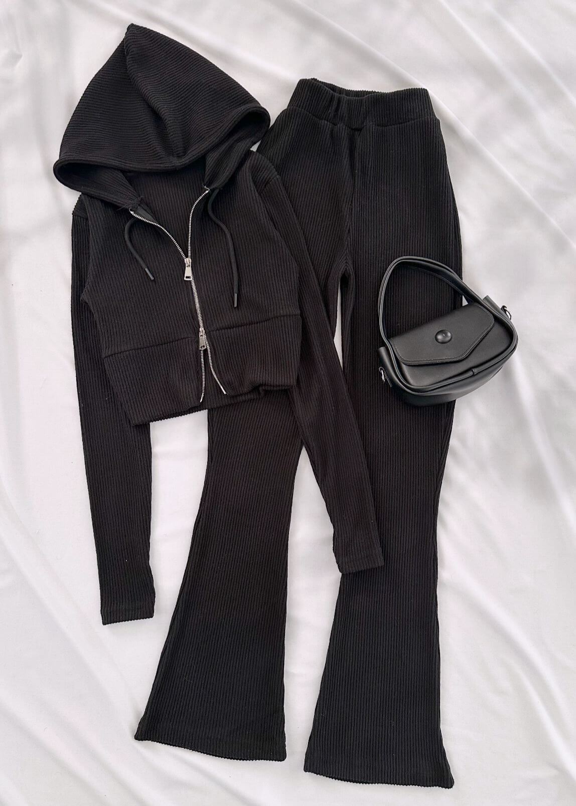 Siyah Brsh Yumoş Kapüşonlu Takım