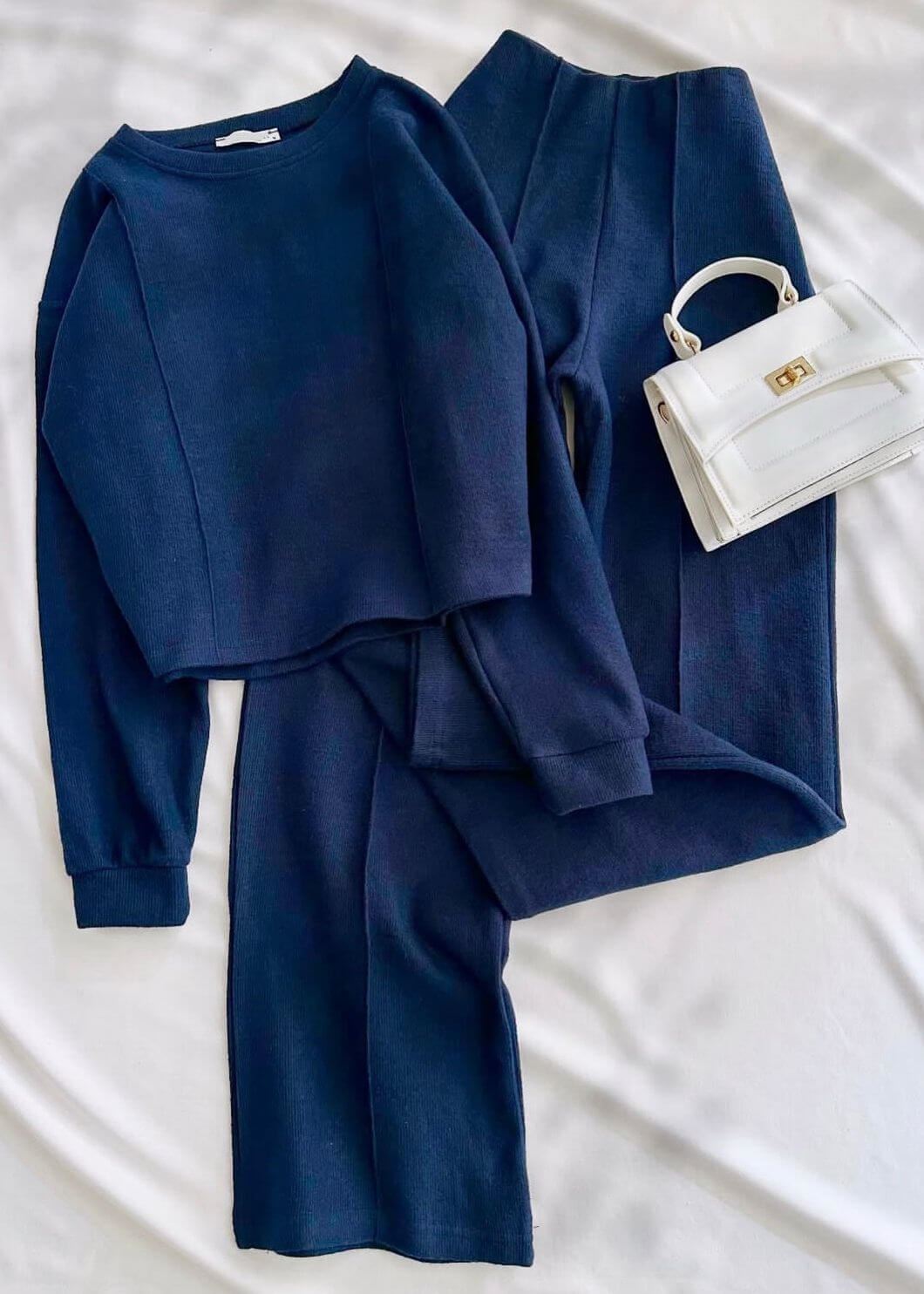 Lacivert Ters Dikiş Takım