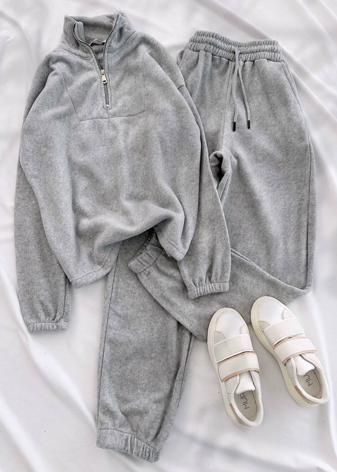 Gri Polar Joger Eşofman Takım