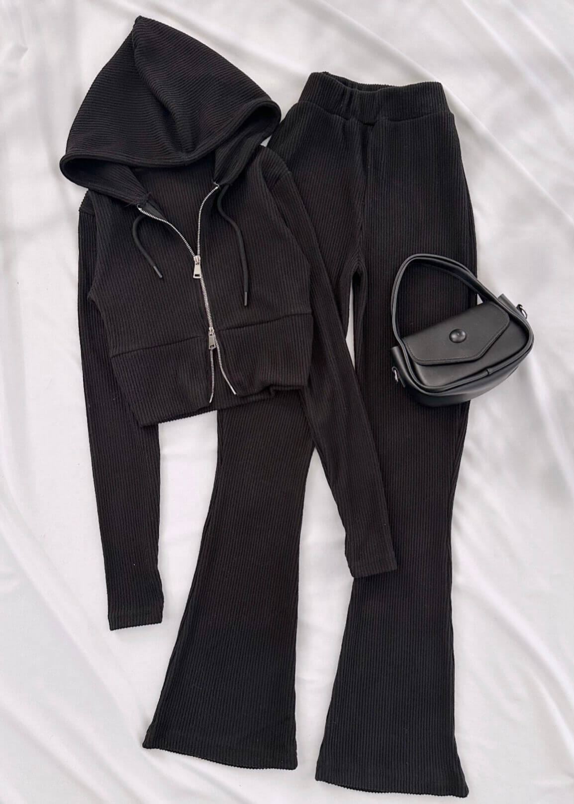 Siyah  Brsh Yumoş Kapüşonlu Takım 