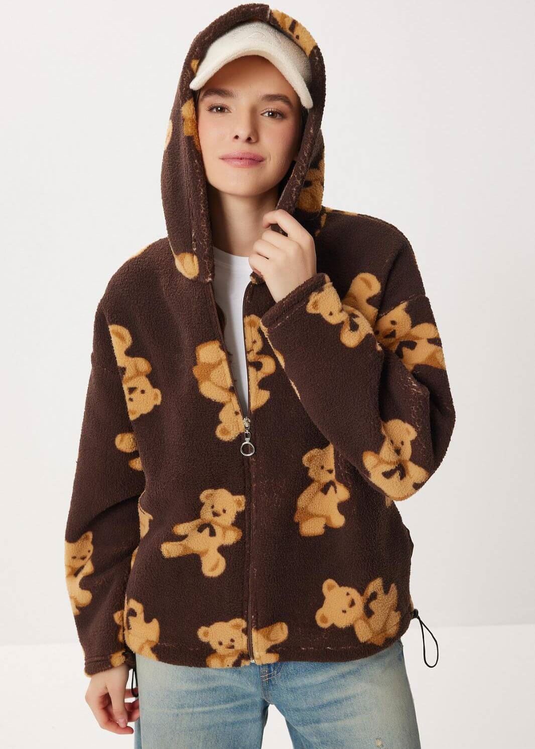 Kahverengi Ayıcık Kuzu Peluş Ceket