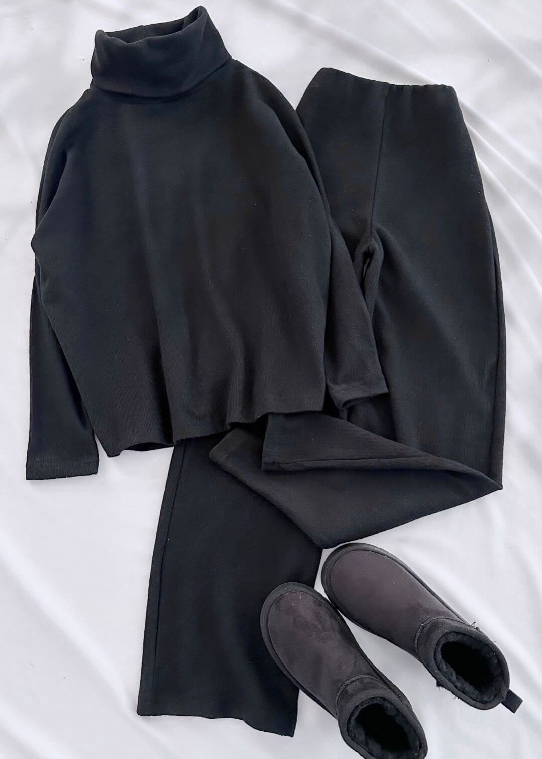 Siyah Emj Balıkçı Yaka Takım