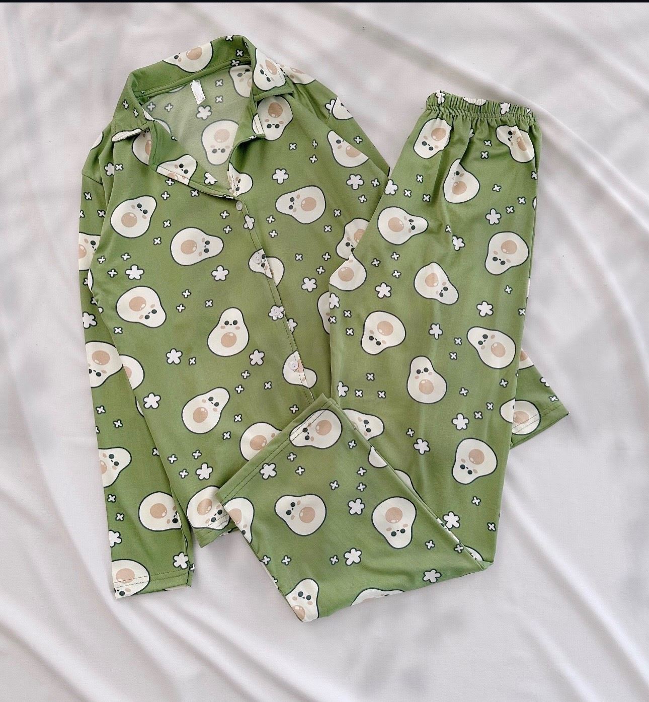 Yeşil Avokado Desen Modal Pijama Takımı