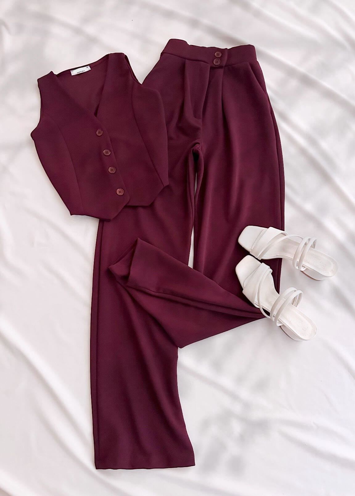 Bordo Palazzo Yelek Takım