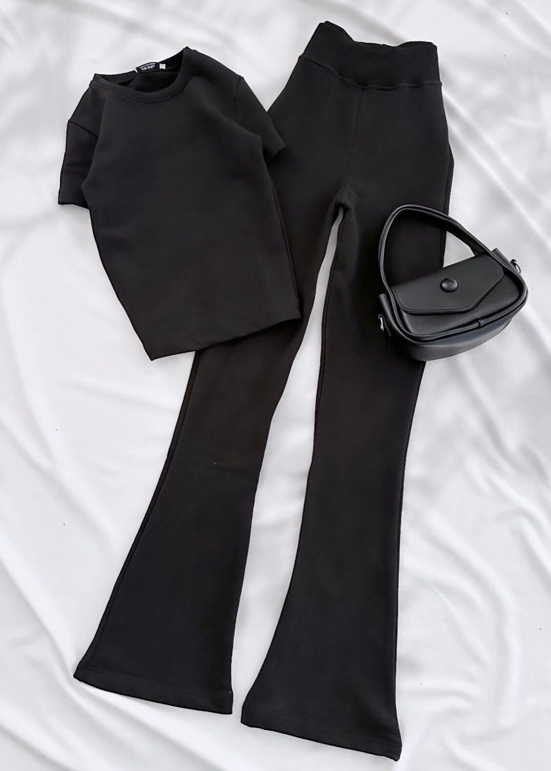 Siyah İspanyol Paça Basic Takım 