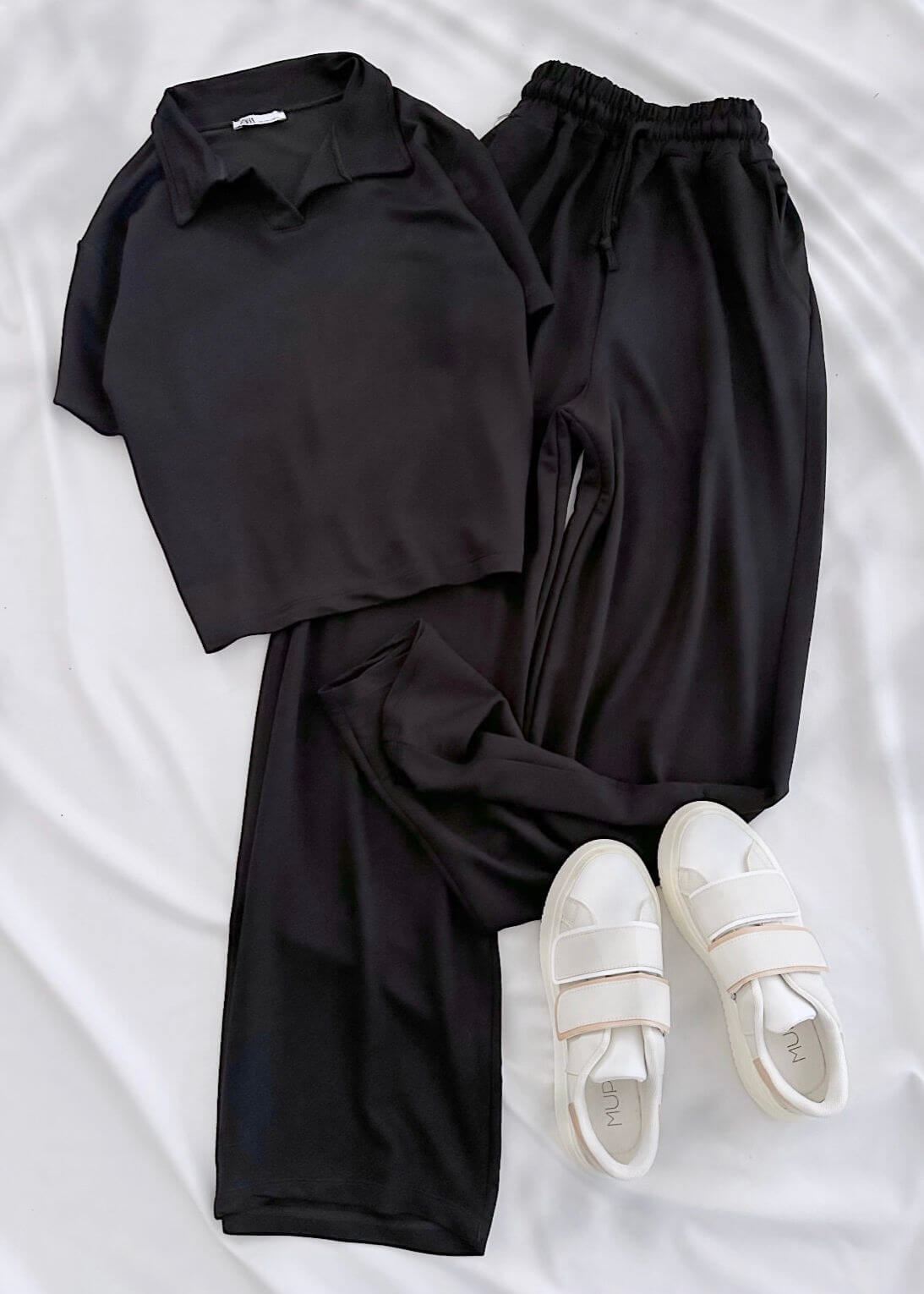 Siyah Polo Yaka Mlj Basic Takım