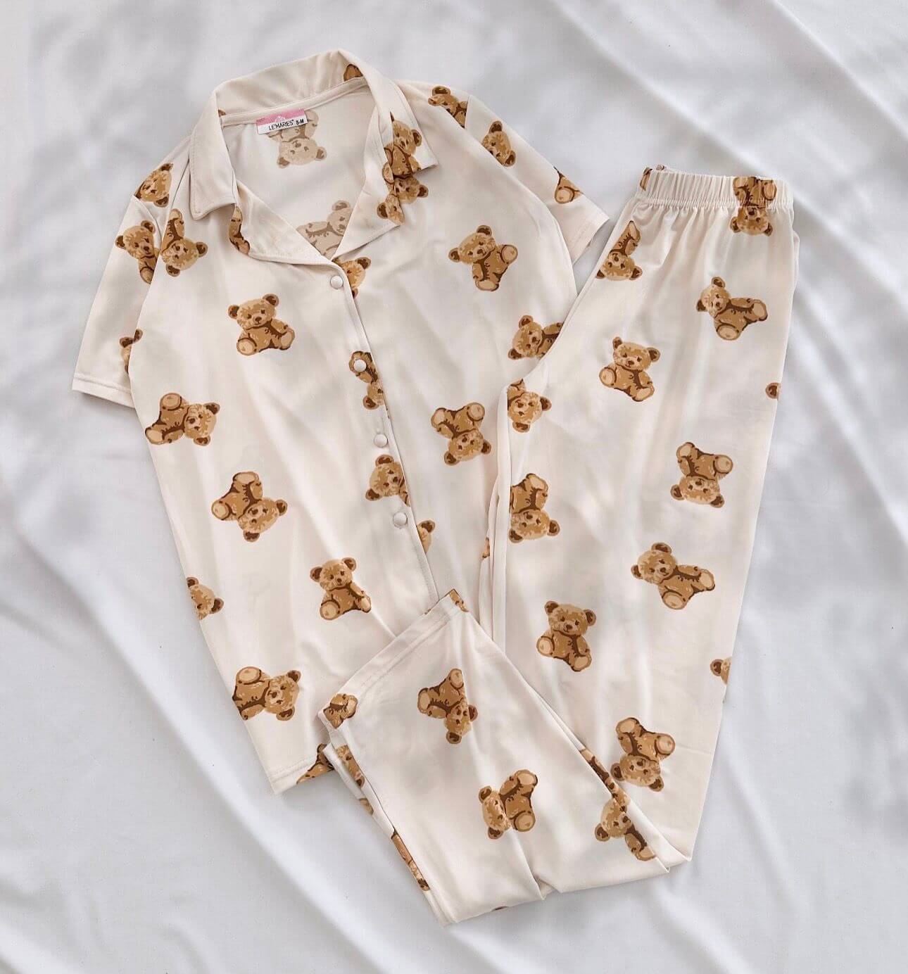 Bej Ayıcık Pijama Takımı