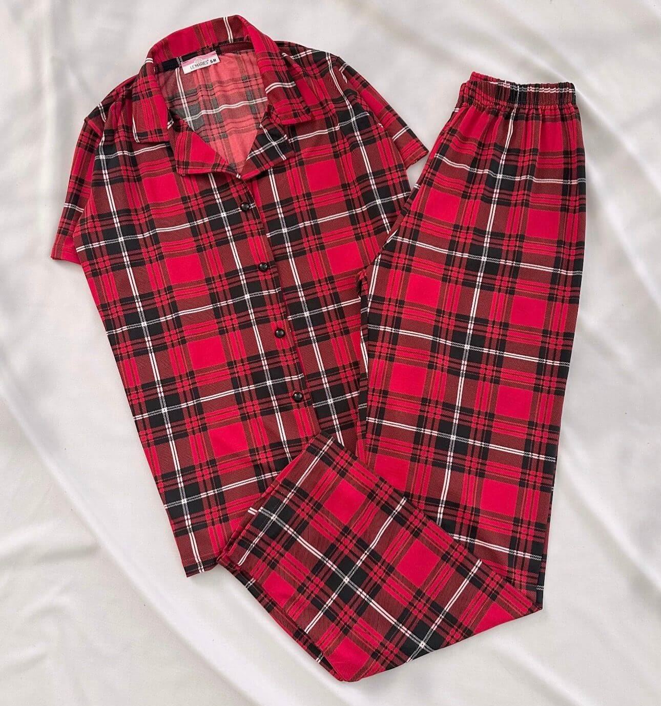 Kırmızı Ekose Pijama Takımı