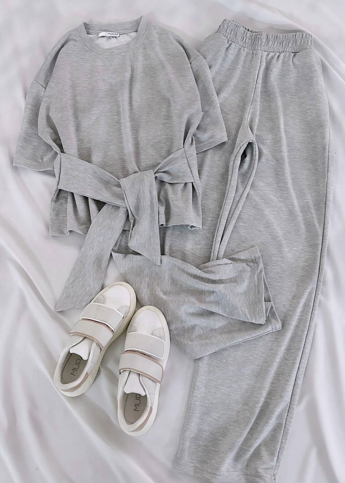 Gri Ön Bağlama Detay Modal Takım