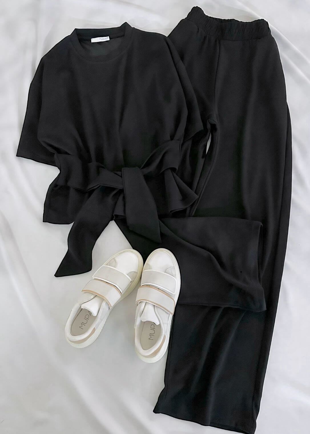 Siyah Ön Bağlama Detay Modal Takım