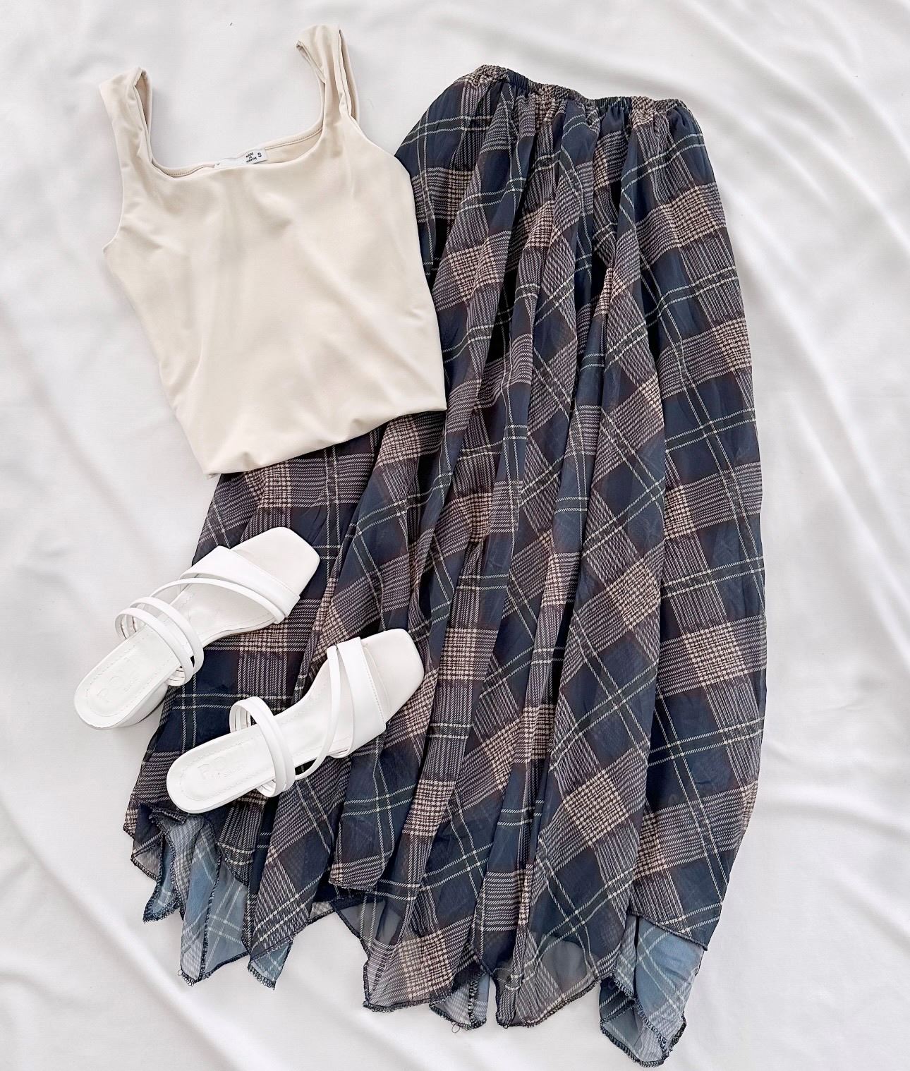 Gri Ekose Asimetrik Kesim Etek