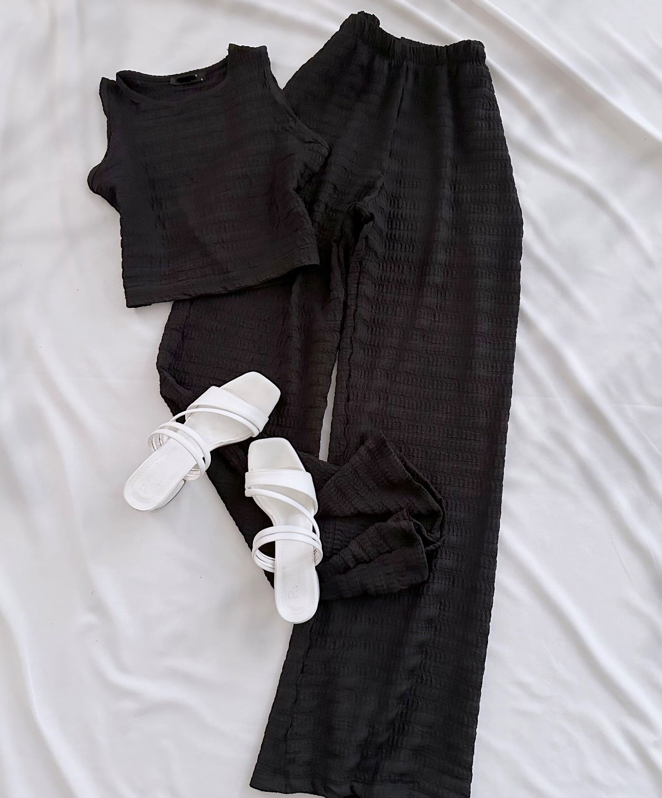 Siyah Atlet Crop Pantolon Takım