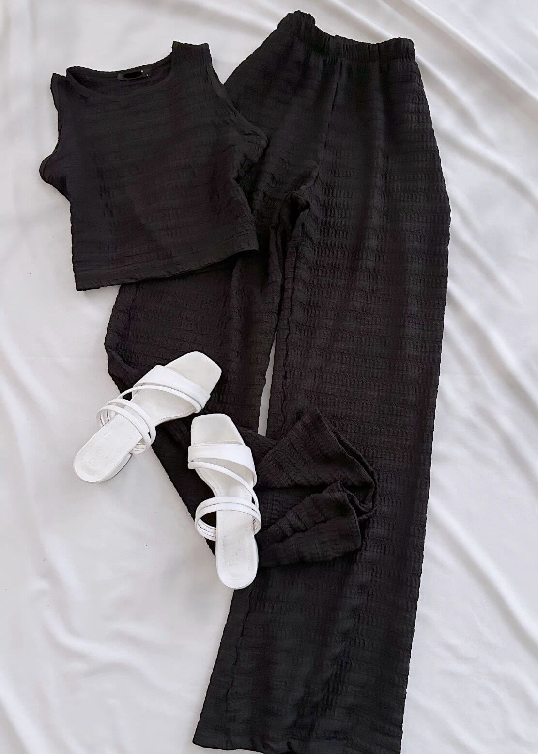 Siyah Atlet Crop Pantolon Takım