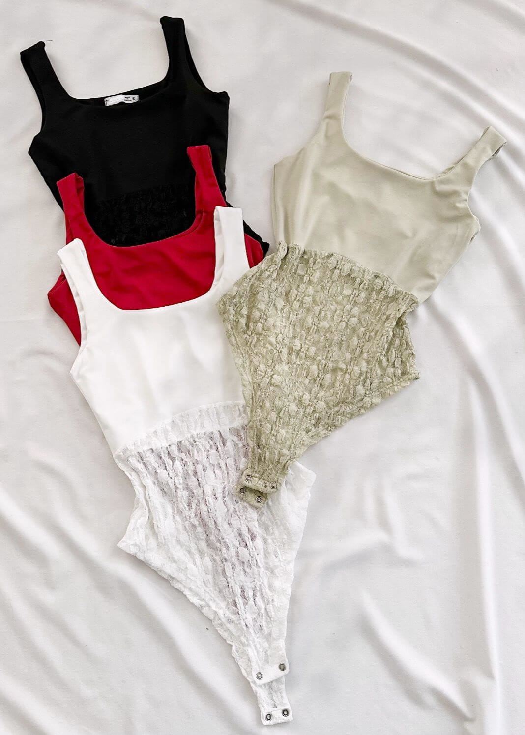 Bej Dantel Detay Bodysuit