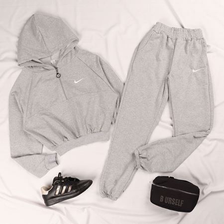 Gri Tik Nakış Eşofman Takımı