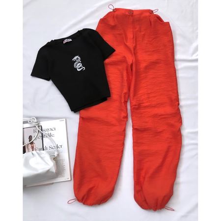 Turuncu Paraşüt Ayarlanabilir Pantolon