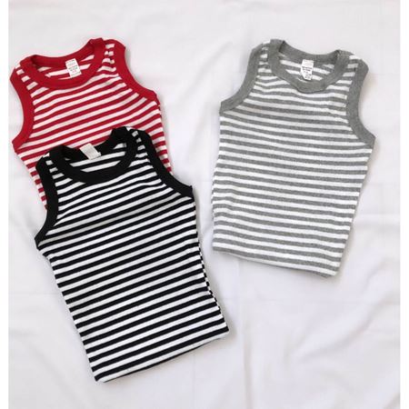 Gri Çizgili Atlet Crop