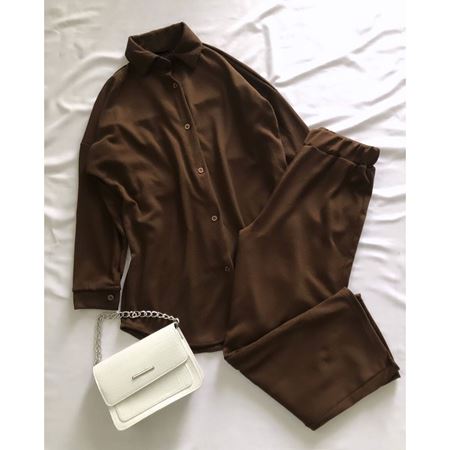 Kahverengi Kaşkorse Gömlek Takım