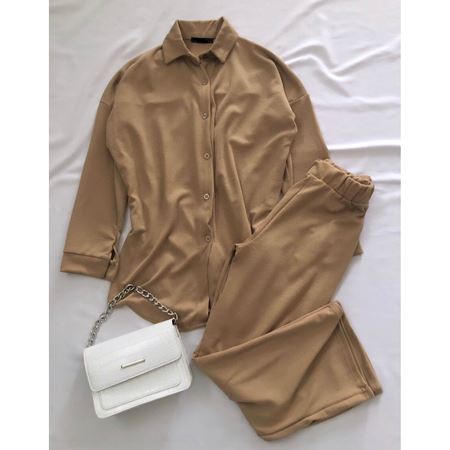 Bej Kaşkorse Gömlek Takım