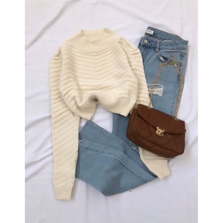 Bej Desenli Crop Kazak