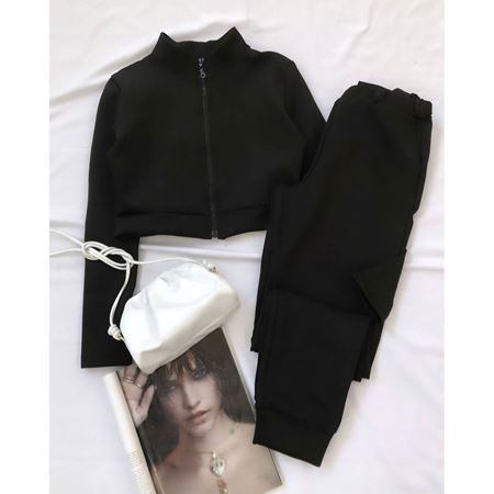 Siyah Scuba Kumaş Takım