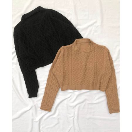 Siyah Örgü Desen Kazak