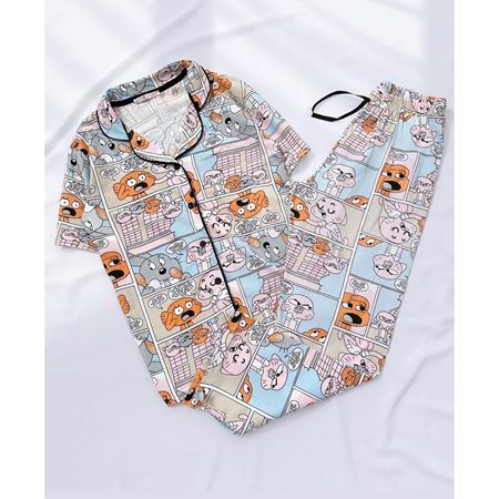 Renkli G&D Düğmeli Pijama Takımı