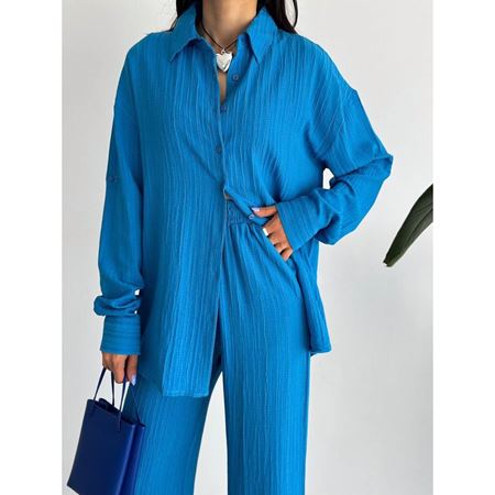 Mavi Crop Pantolon Gömlek Takım