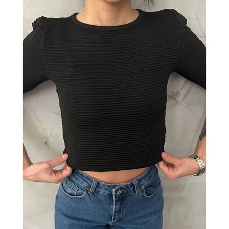 Siyah Fitilli Yarım Kol Triko