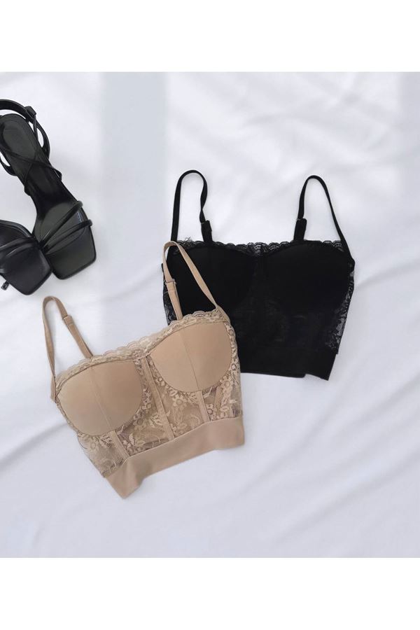 Siyah Desenli Büstiyer