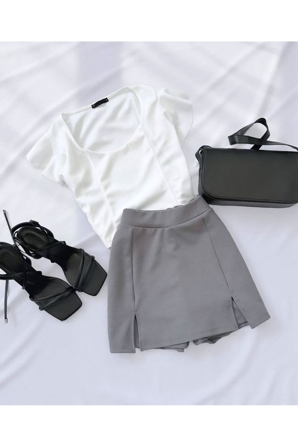 Gri Şort Etek