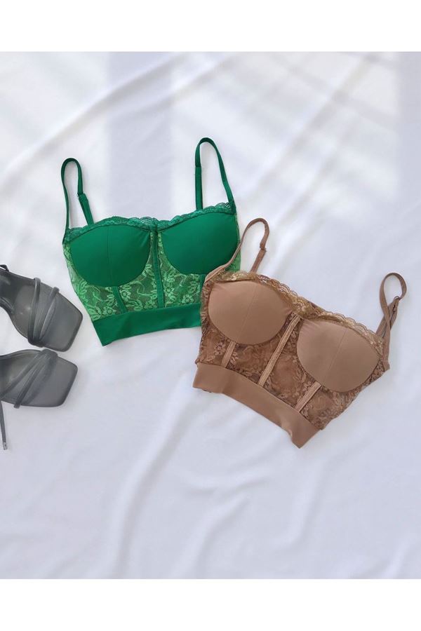 Kahverengi Desenli Büstiyer