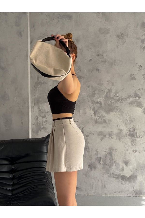 Bej Bel Detay Şort Etek