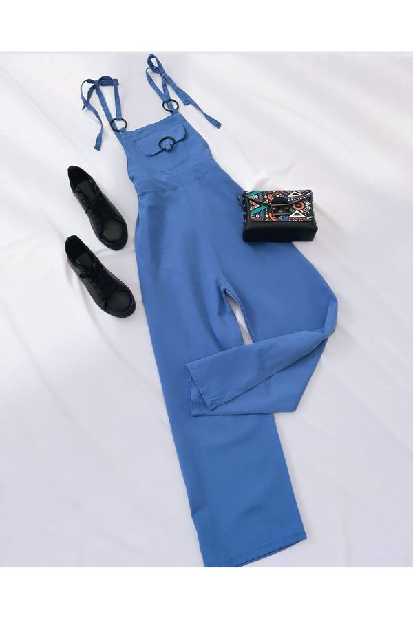 Mavi Ayarlanabilir Askılı Tulum