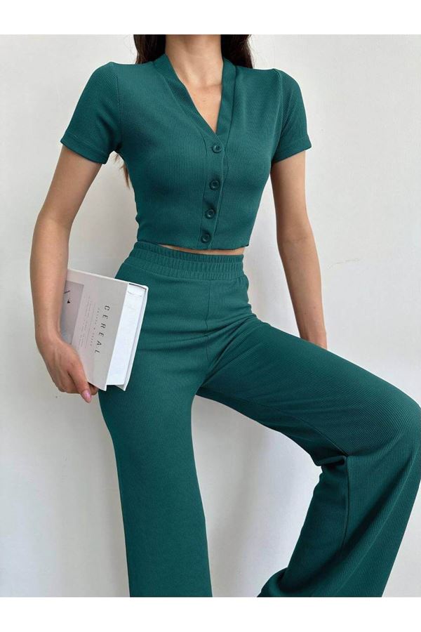 Petrol Yeşili Hırka Pantolon Takım