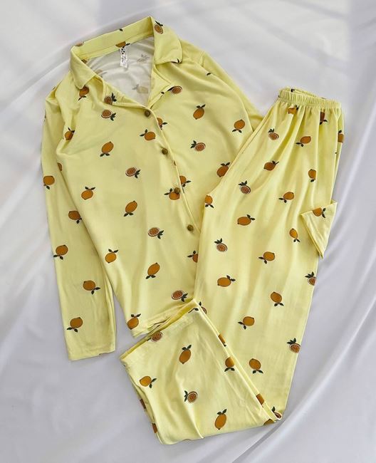 Sarı Limon Uzun Pijama Takımı