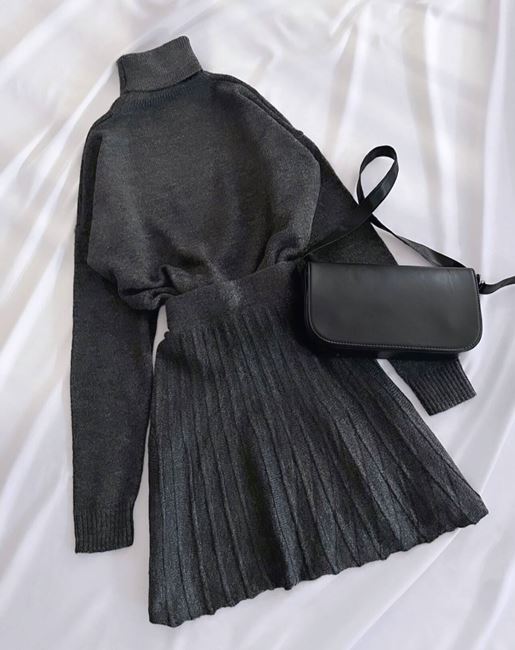 Antrasit Balıkçı Yaka Çan Etek Takım