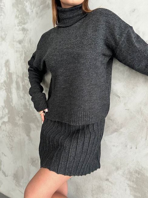 Antrasit Balıkçı Yaka Çan Etek Takım