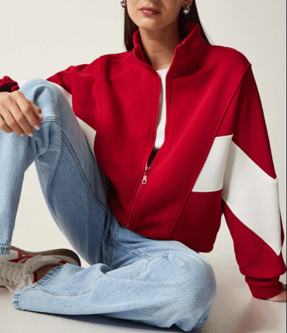 Bordo Garnili 3 İplik Ceket