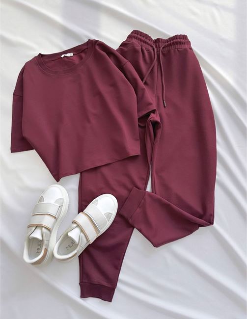 Bordo Basic Eşofman Takımı