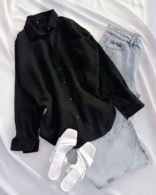 Siyah Müslin Gömlek