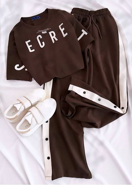 Kahverengi Secret Baskı Eşofman Takımı