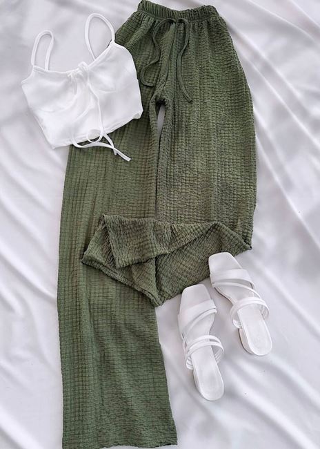 Yeşil Gofre Pantolon
