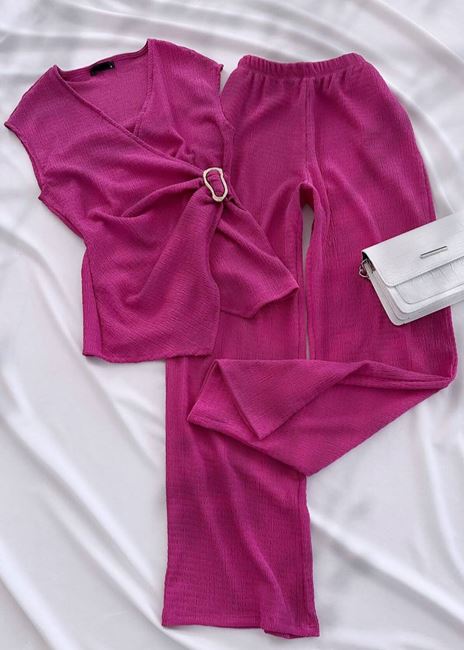 Fuşya Tokalı Bel Detay Takım